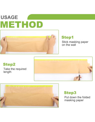 2 Rollos de Papel de Enmascarar Pre-tapeado Trzzyan 30.48cm x 15.24m