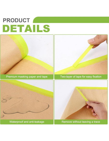 2 Rollos de Papel de Enmascarar Pre-tapeado Trzzyan 30.48cm x 15.24m