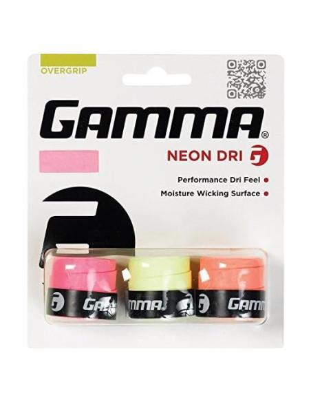 Empuñaduras de Tenis Gamma Sports Neon Dri Feel - 3 Unidades