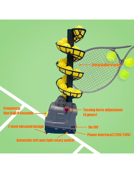 Máquina de Pickleball YUEWO PM Ajustable Portátil 26 Pelotas