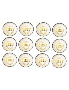 Set de 12 pelotas de cricket G&S Test White 100% cuero