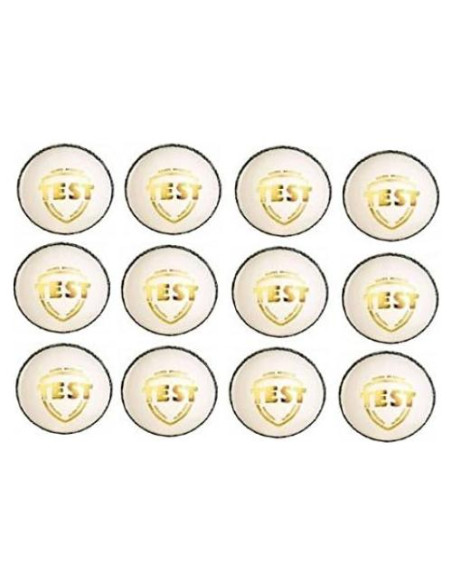 Set de 12 pelotas de cricket G&S Test White 100% cuero