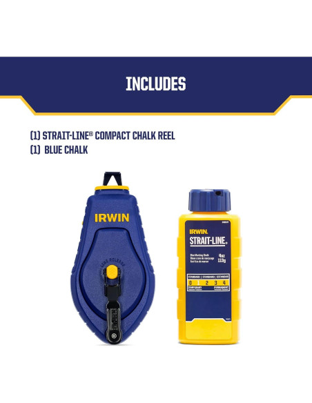 Reel de Tiza Compacto Irwin Strait-Line 9.14m Azul