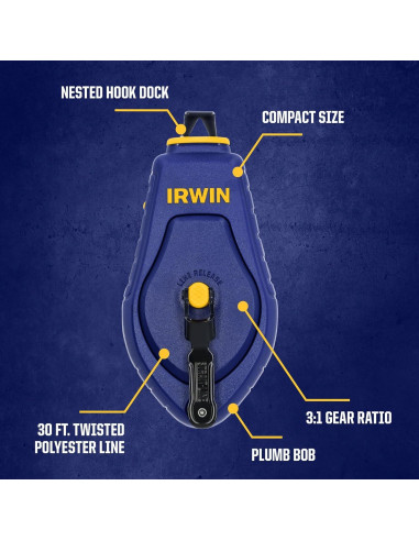 Reel de Tiza Compacto Irwin Strait-Line 9.14m Azul