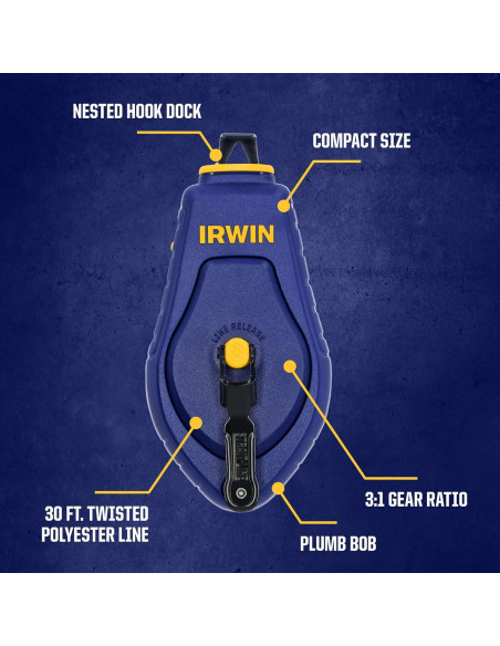 Reel de Tiza Compacto Irwin Strait-Line 9.14m Azul