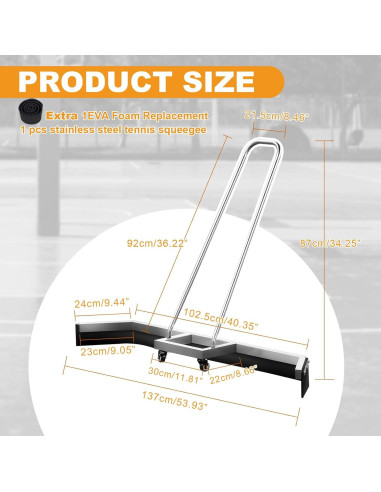Raspador de Piso para Cancha de Tenis Supvision 137.2cm Acero Inoxidable
