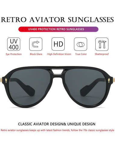 Gafas de Sol AIEYEZO Aviador Retro UV400 Unisex Clásicas