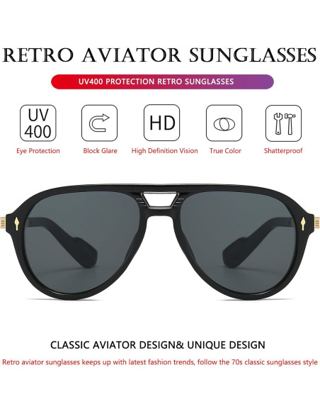 Gafas de Sol AIEYEZO Aviador Retro UV400 Unisex Clásicas