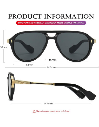 Gafas de Sol AIEYEZO Aviador Retro UV400 Unisex Clásicas