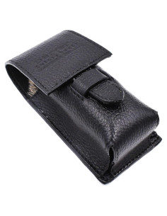 Estuche de Brocha de Afeitar Parker - Cuero Genuino Negro
