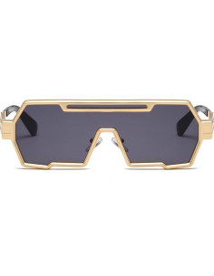 Gafas de sol retro steampunk Junsika para hombres marco dorado 2
