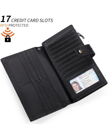 Billetera Grande SENDEFN para Mujeres con Bloqueo RFID y Organizador