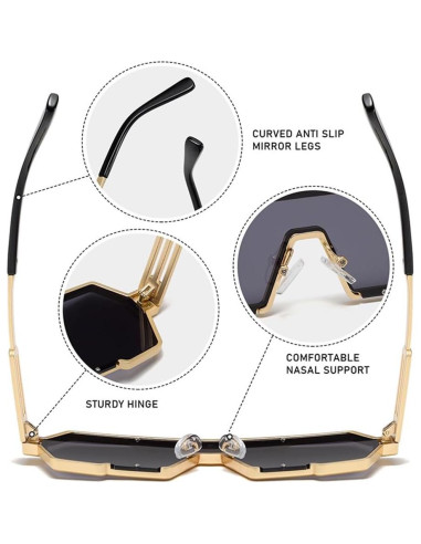 Gafas de sol retro steampunk Junsika para hombres marco dorado