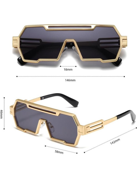 Gafas de sol retro steampunk Junsika para hombres marco dorado