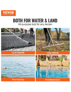 Rastrillo de Jardín VEVOR 36" Aluminio Mango 75" Antideslizante 2