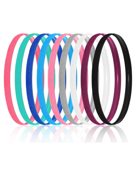 Diademas Elásticas Multicolor Styquenzer - 9 Pcs Antideslizantes