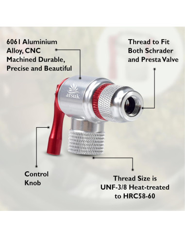 Inflador de Neumáticos CO2 ARSUK Mini para Bicicleta - Compatible con Presta y Schrader
