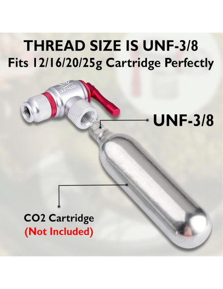 Inflador de Neumáticos CO2 ARSUK Mini para Bicicleta - Compatible con Presta y Schrader