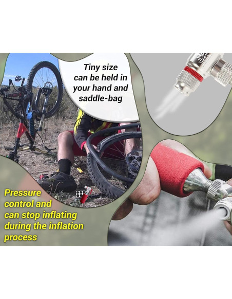 Inflador de Neumáticos CO2 ARSUK Mini para Bicicleta - Compatible con Presta y Schrader