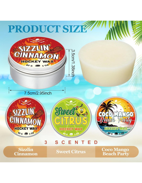 Paquete de 3 Ceras para Hockey Conelist YUL1079 80g Aromatizadas