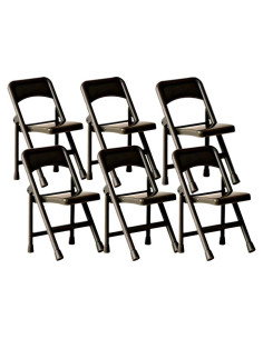 Juego de 6 Sillas Plegables de Plástico Negro para Figuras de Lucha Libre
