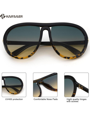 Gafas de sol aviador Karsaer unisex 60mm protección UV