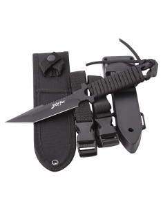 Cuchillo de Buceo BOffer Negro 24 cm con 2 Fundas y Correas