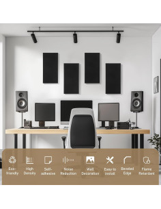 Paneles Acústicos Absorbentes FurnoFlex 4 Piezas 60x30 cm Negro 2