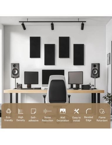 Paneles Acústicos Absorbentes FurnoFlex 4 Piezas 60x30 cm Negro