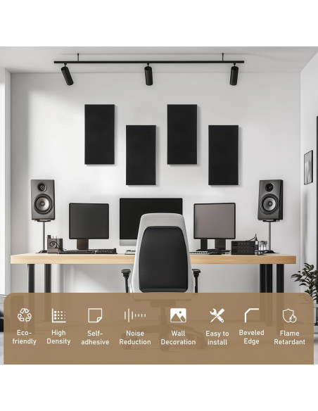 Paneles Acústicos Absorbentes FurnoFlex 4 Piezas 60x30 cm Negro