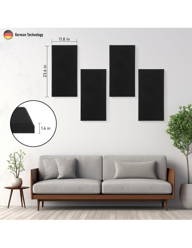 Paneles Acústicos Absorbentes FurnoFlex 4 Piezas 60x30 cm Negro