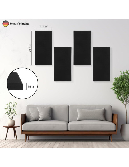 Paneles Acústicos Absorbentes FurnoFlex 4 Piezas 60x30 cm Negro