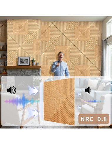 Paneles Acústicos Autoadhesivos Ritollo 8 Piezas 61x61 cm