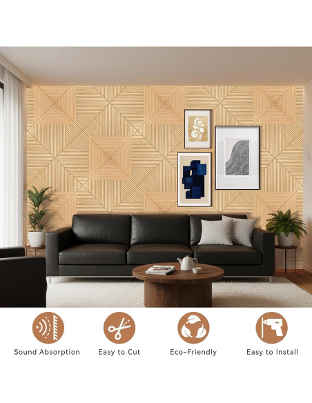 Paneles Acústicos Autoadhesivos Ritollo 8 Piezas 61x61 cm