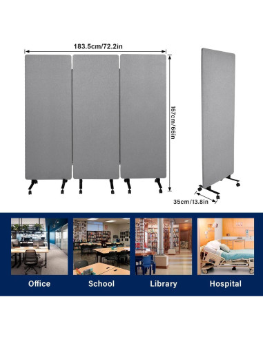 Divisor de Oficina Acústico Plegable Genérico 182.88x167.64cm