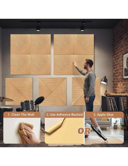 Paneles Acústicos Autoadhesivos Ritollo 8 Piezas 61x61 cm