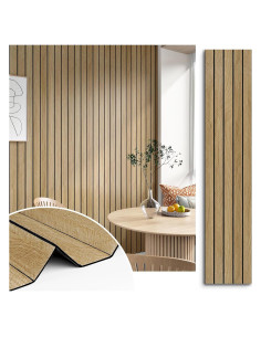 Paneles Acústicos de Madera 3D STICKEEP 30.48x508cm Marrón