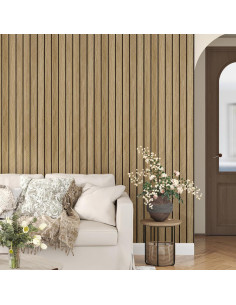 Paneles Acústicos de Madera 3D STICKEEP 30.48x508cm Marrón 2