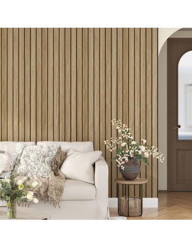 Paneles Acústicos de Madera 3D STICKEEP 30.48x508cm Marrón