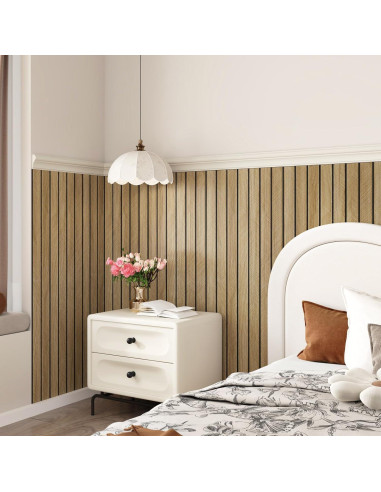 Paneles Acústicos de Madera 3D STICKEEP 30.48x508cm Marrón