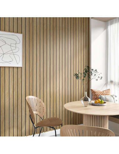 Paneles Acústicos de Madera 3D STICKEEP 30.48x508cm Marrón