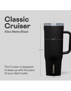 Vaso Aislado Corkcicle Cruiser 40 oz Acero Inoxidable Negro 2