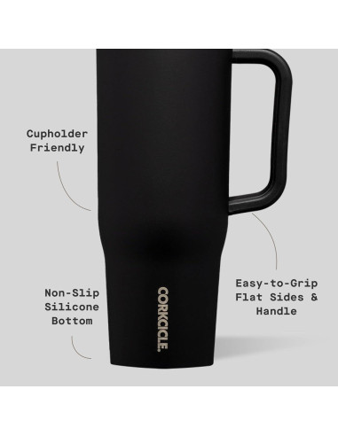 Vaso Aislado Corkcicle Cruiser 40 oz Acero Inoxidable Negro