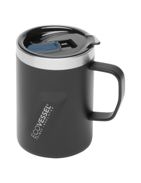 Taza de Viaje EcoVessel TRANSIT Acero Inoxidable 0.35L Negra
