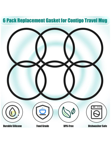 6 Juntas de Tapa de Goma KINBOM para Tazas Contigo Snapseal