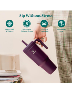 Taza Aislada REDUCE Chiller 40 oz con Popote Silicona Crepúsculo 2