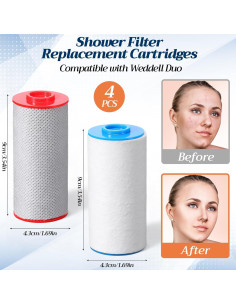 Cartuchos de Reemplazo Baquler para Filtro de Ducha Weddell Duo 4 Pcs 2