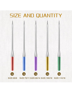 30 Agujas de Máquina de Coser Universales GAQWOK - Tamaños 9 a 18 2