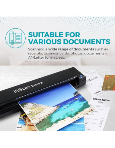 Escáner Portátil IRIScan Express v4 8PPM USB - Documentos y Recibos