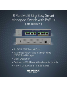Switch Gestionado NETGEAR MS108EUP 8 Puertos PoE++ 230W 2